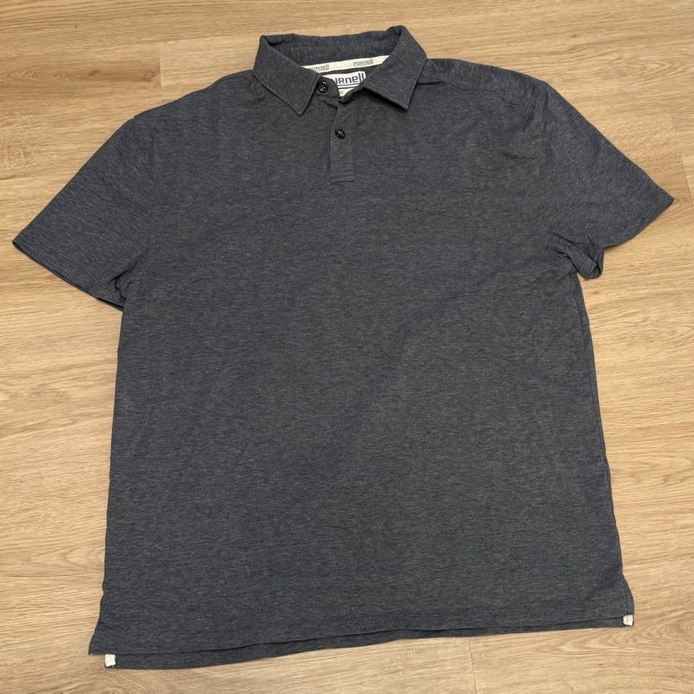 PERFORMANCE KNIT HEATHERED POLO IN HEATHERED DARK GREY
